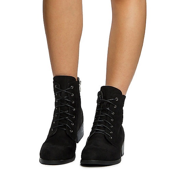 Restock! Kennedy Black Suede LaceUp COMBAT BOOTS - Picture 4 of 8